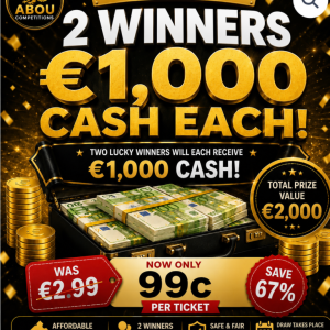 2 WINNERS, €1,000 CASH EACH